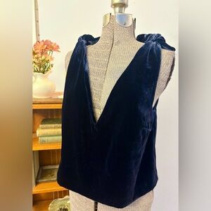 NEW Emerson Fry Silk Velvet Top RARE Purple Tie Mod Top Adjustable Lined SMALL